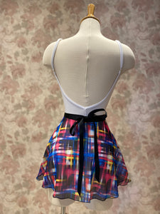 Ladies Modern Pink Blue Plaid Print Wrap On Skirt