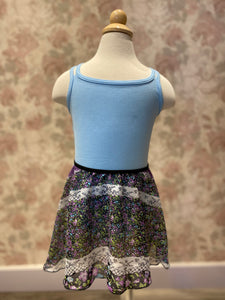 Girls Purple Floral Pull On Skirt