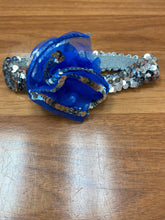 Load image into Gallery viewer, Silver &amp; Blue Glitter Headband
