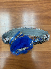 Load image into Gallery viewer, Silver &amp; Blue Glitter Headband
