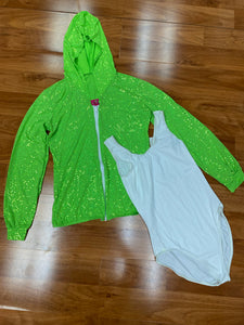 Neon Green Glitter Jacket &  White Leotard