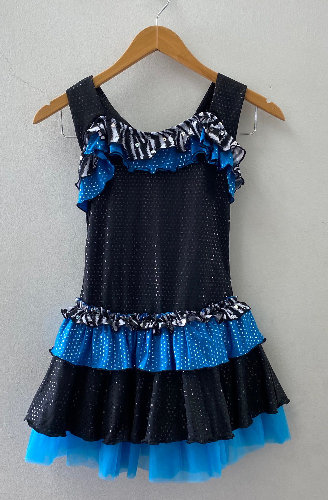 Black & Blue Dress with Zebra Print Details