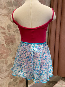 Girls Ditsy Flower Turquoise Pull On Skirt