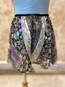 Girls Purple Floral Pull On Skirt