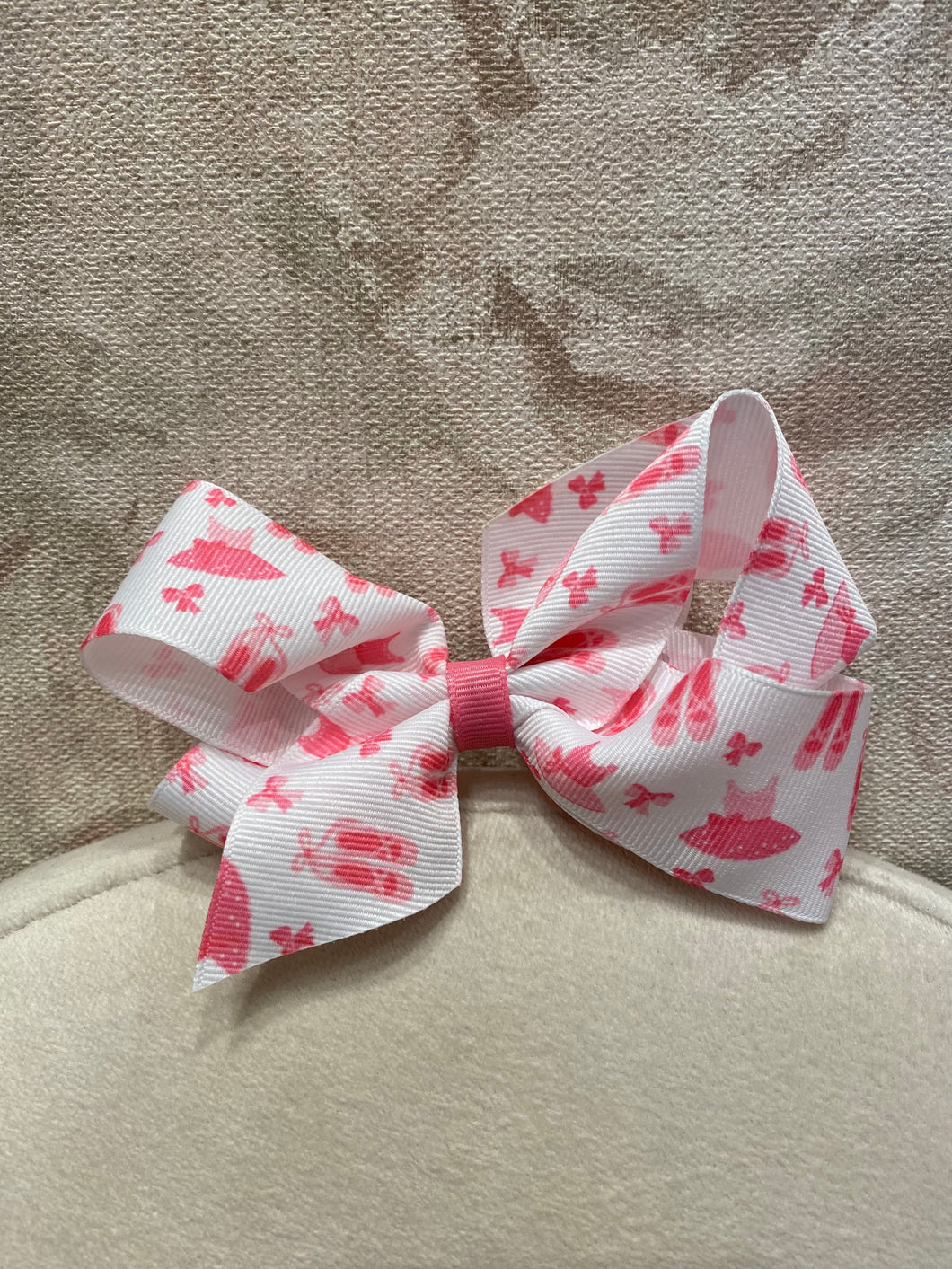 Girls Dress and Ballet Shoe Print Bow