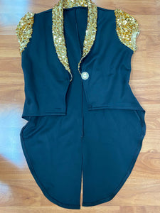 Black Circus Vest with Gold Short Sleeves