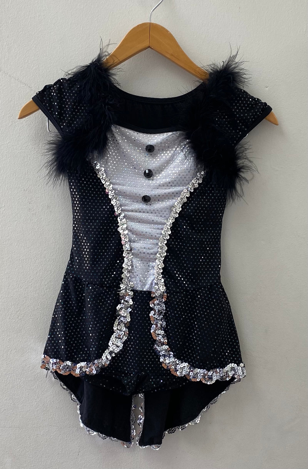 Black & White Glitter Costume with Feathers