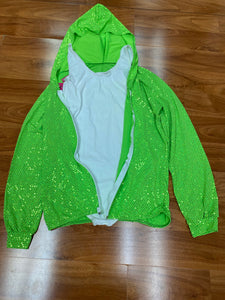 Neon Green Glitter Jacket &  White Leotard