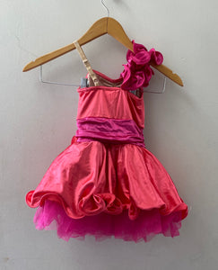 Wavy Coral Tutu Dress with Pink Details