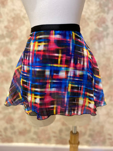 Ladies Modern Pink Blue Plaid Print Wrap On Skirt