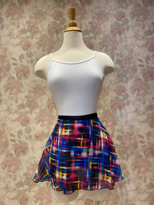 Ladies Modern Pink Blue Plaid Print Wrap On Skirt