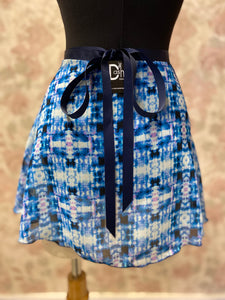 Ladies 14" Blue Tie-Dye Print Wrap On Skirt