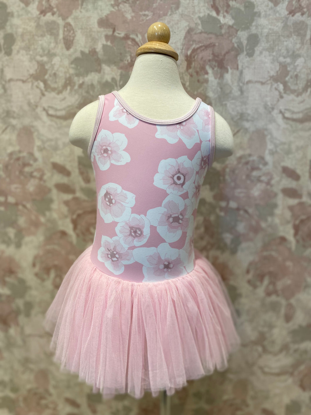 Girls Floral Printed Pink Tutu Dress