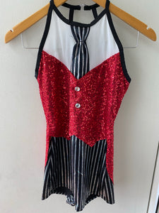 Circus Red, Black, and Silver Costume