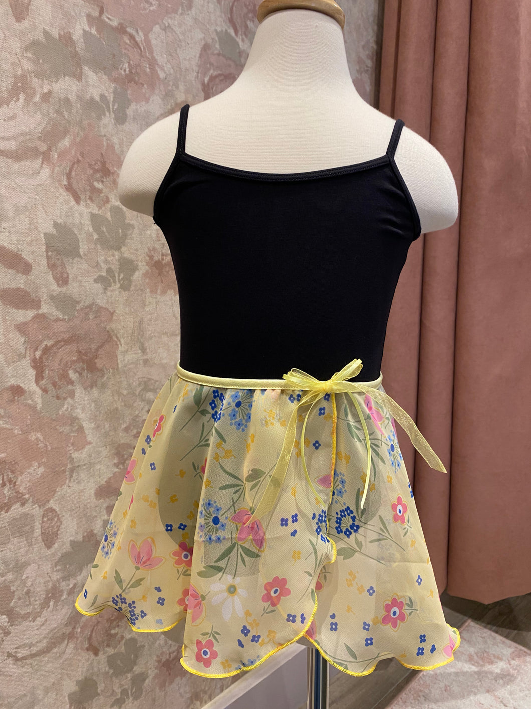 Girls Floral Yellow Mock Pull On Skirt