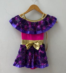 Purple, Pink & Gold Detailed Dress
