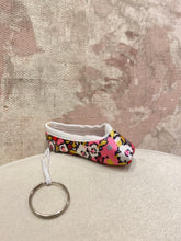 Load image into Gallery viewer, Flower Pattern Mini Pointe Shoe Keychain
