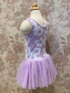 Girls Floral Printed Lavender Tutu Dress