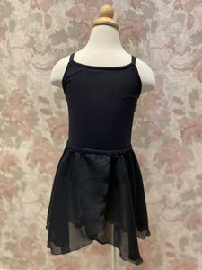 Girls Georgette Black Mock Wrap Pull On Skirt (Variety of sizes)
