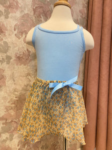 Girls Light Blue Ditsy Floral Mock Pull On Skirt